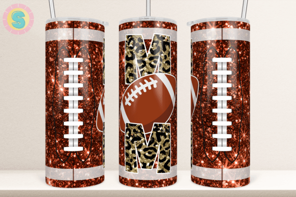 20Oz Football Mom Leopard Tumbler Wrap Graphics & Crafts