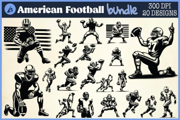 American Football Player SVG Bundle for Graphics
