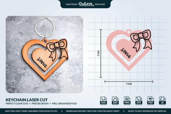 Coquette Bows Keychain SVG for Laser Cutting