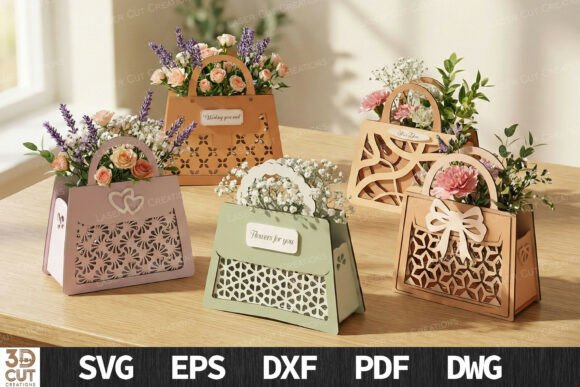 Floral Handbag Flower Box Bundle for Laser Cutting Boxes
