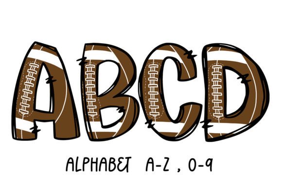 Football Alphabet Doodle Sublimation Graphics & Crafts