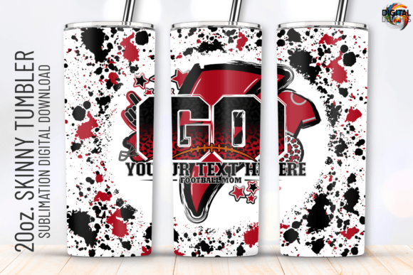 Go Football Red Black Tumbler Wrap for Blog Graphics & Editorial Design