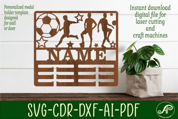 Soccer Football Medal Holder SVG for Laser Cutting